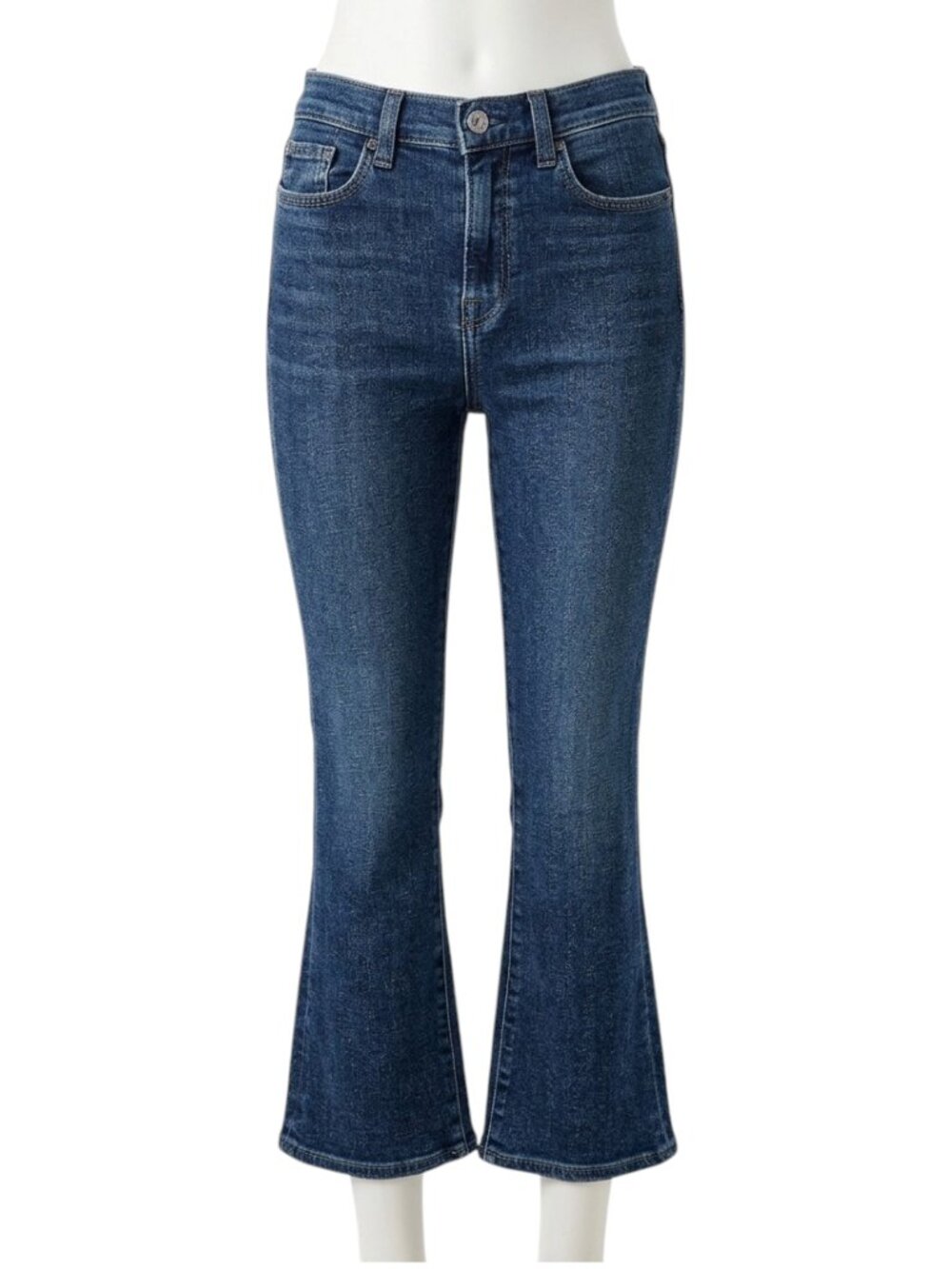 7 For All Mankind High Waist Slim Kick Flare Jeans Blue Medium Wash 26 Y2K Boho